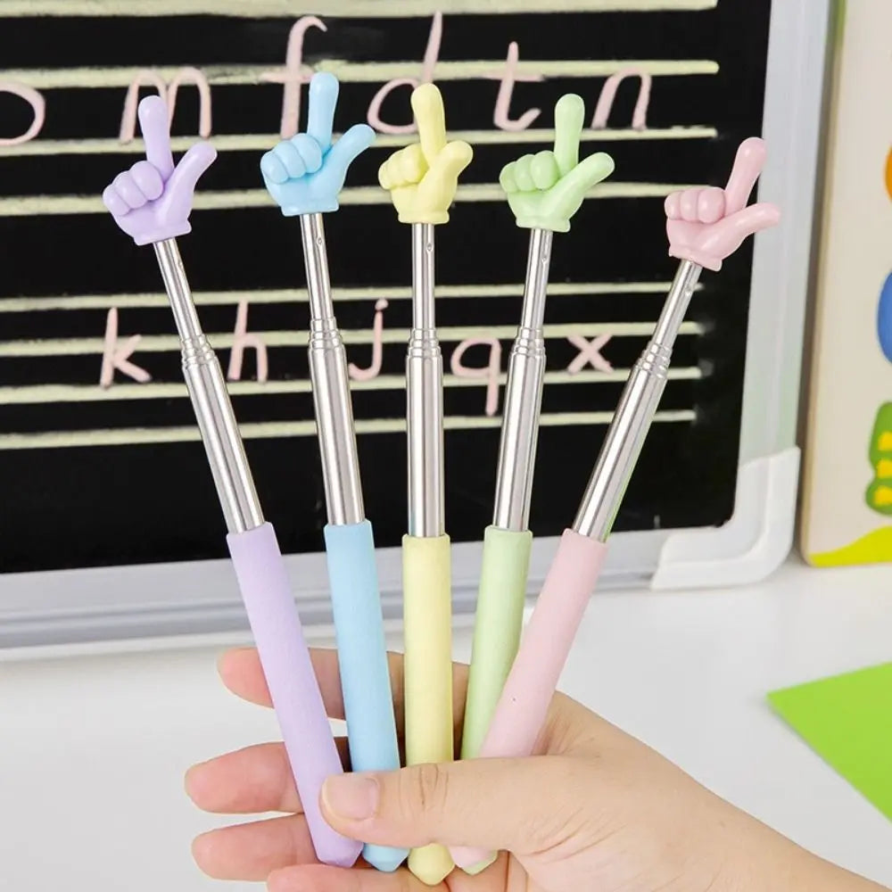 Durable Stainless Steel Teaching Pointer Telescopic Rod Finger Design Finger Reading Sticks Classroom Finger Pointer Students