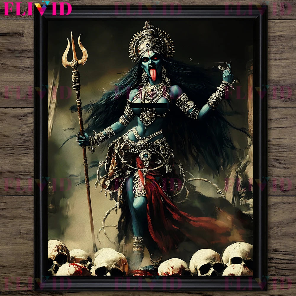 Ancient Egyptian God And Indian Four Hands Goddess Vintage Wall Art Canvas Painting,Lilith,Nyx Kali Goddess Art Poster And Print