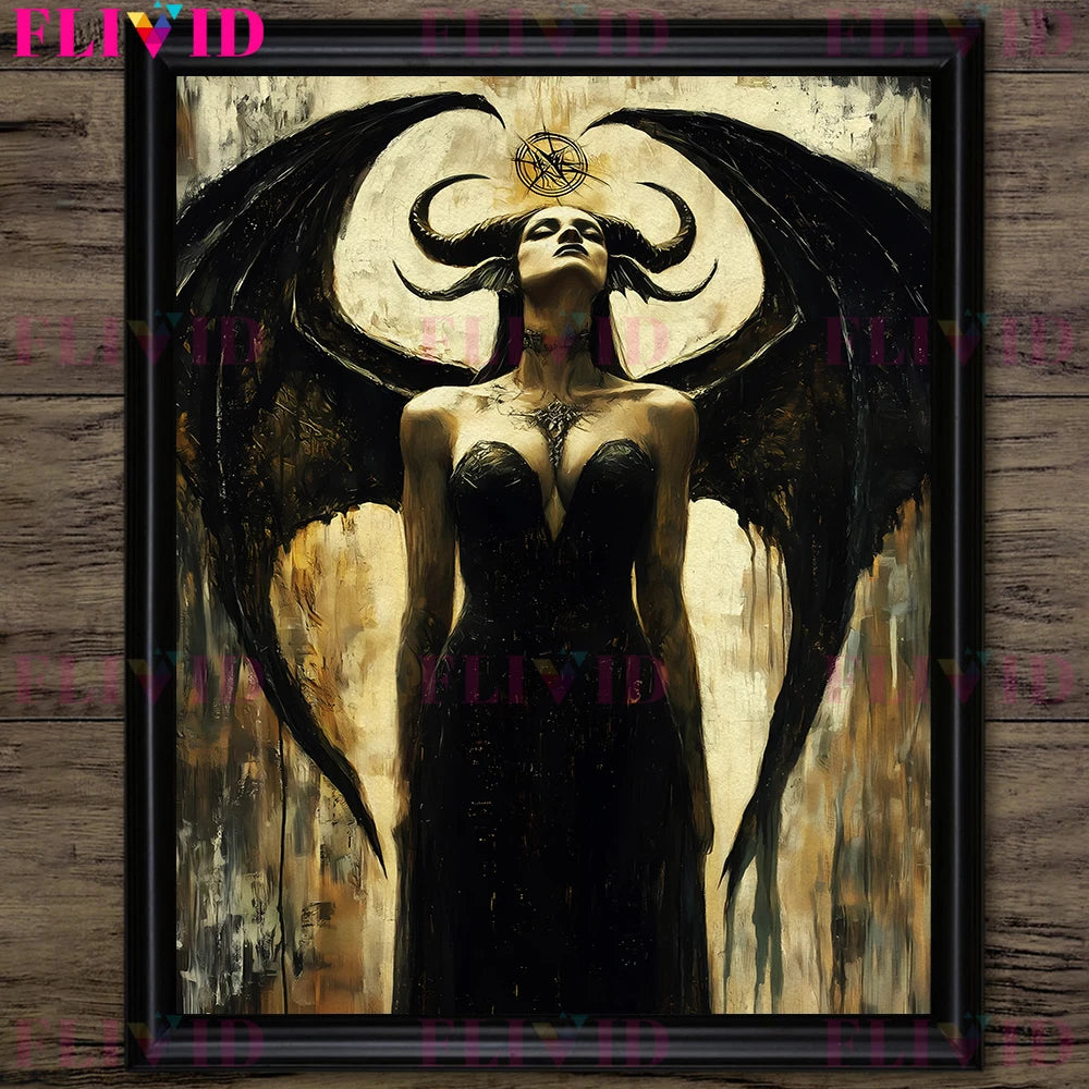 Ancient Egyptian God And Indian Four Hands Goddess Vintage Wall Art Canvas Painting,Lilith,Nyx Kali Goddess Art Poster And Print
