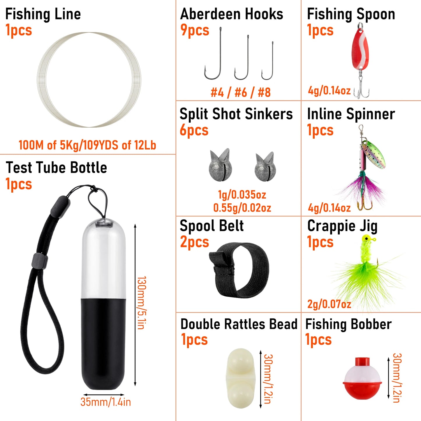 25pcs Survival Fishing Kit Pocket Reel Line Jig Head Hook Spoon Spinner Bait Hiking Camping Fishing Tool Bass Crappies Trout