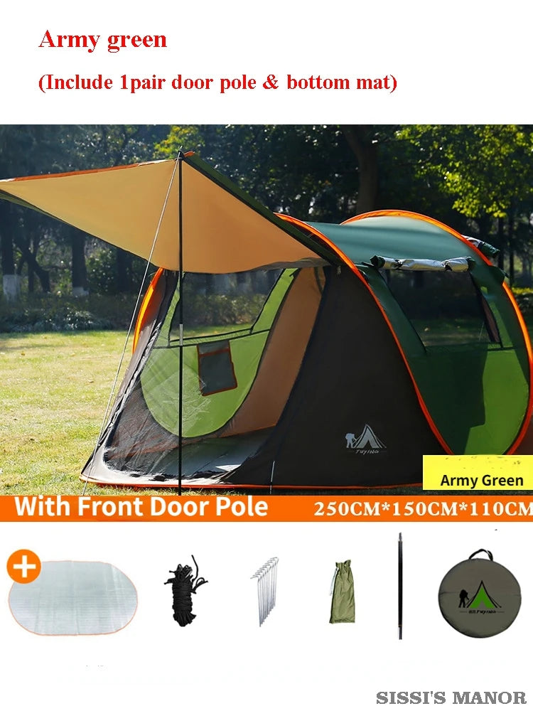 2-4Persons Throw Tent Automatic Waterproof Large Space Family Outdoor Camping Portable Tourist Self-driving BBQ Equipment