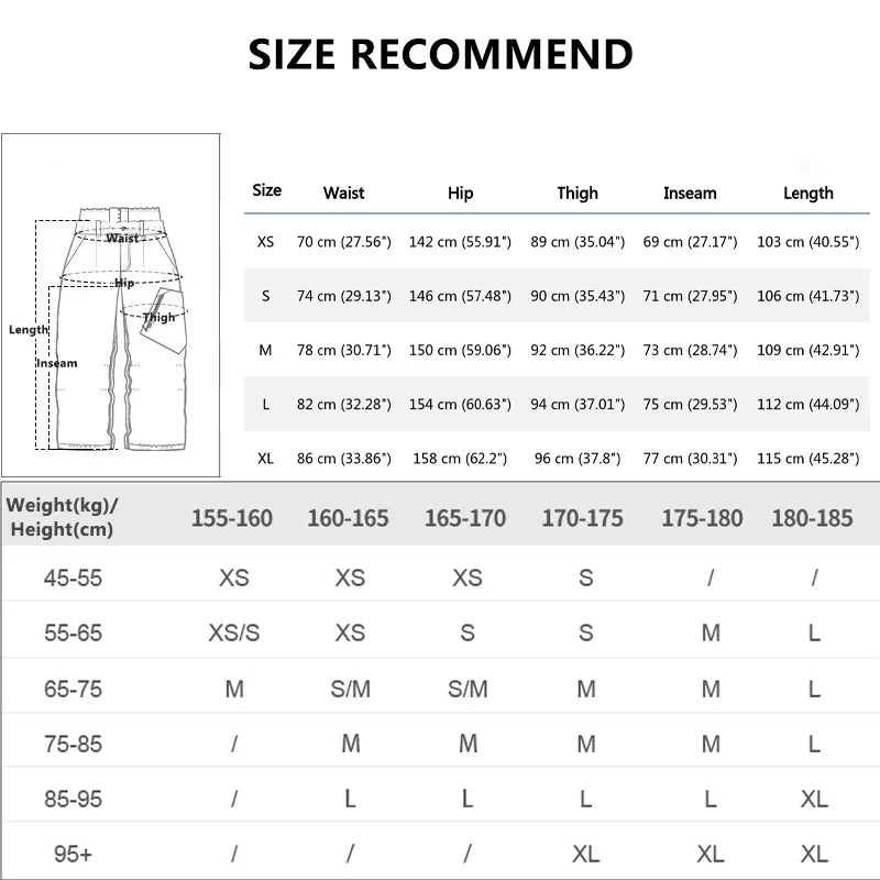 New Loose Ski Pants Women Outdoor Snowboard Windproof Waterproof Warm Solid Work Wear Clothes Breathable Skiing Trousers Men