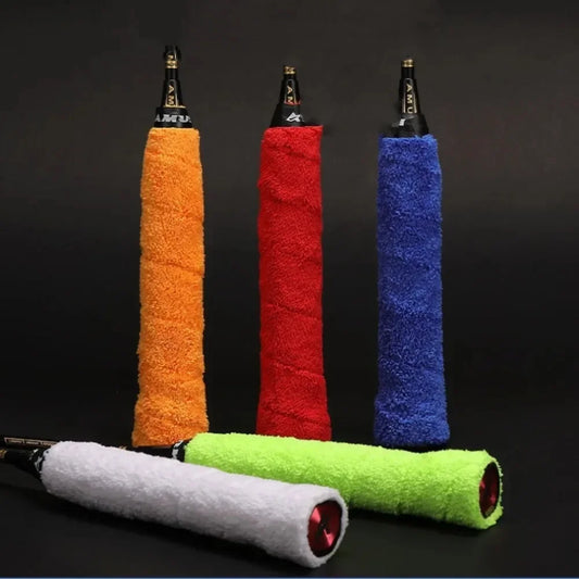 Pro Sweat-Absorbing Overgrips - Towel Grip Tape for Tennis/Badminton Rackets, Non-Slip Control Wrap w/Self-Adhesive