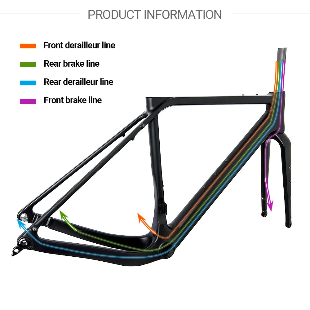 2024 G30U Carbon Gravel Bike Frame UDH Derailleur Hanger Treaded T47 Full Hidden Cable Gravel Frameset Carbon Road Frame Bicycle