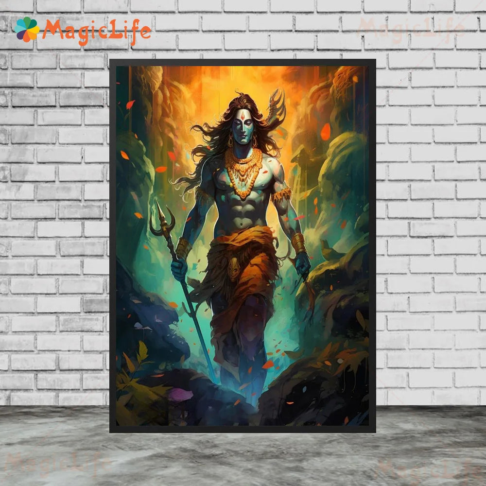 Indian Religion Shiva God Posters Wall Pictures For Living Room Cartoon Poster Home Decor Wall Art Canvas Painting Unframed