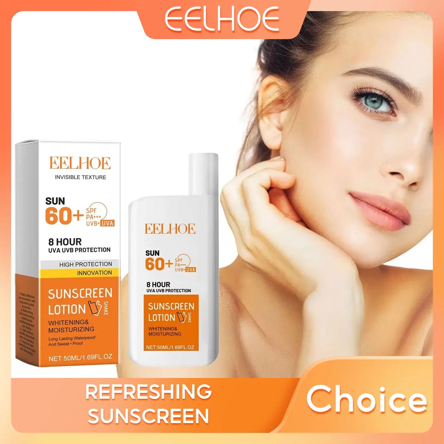Sunscreen Cream Spf 60+ Long Lasting Uv Protection Facial Sun Block Refreshing Moisturizing Isolation Lotion Skin Care Products