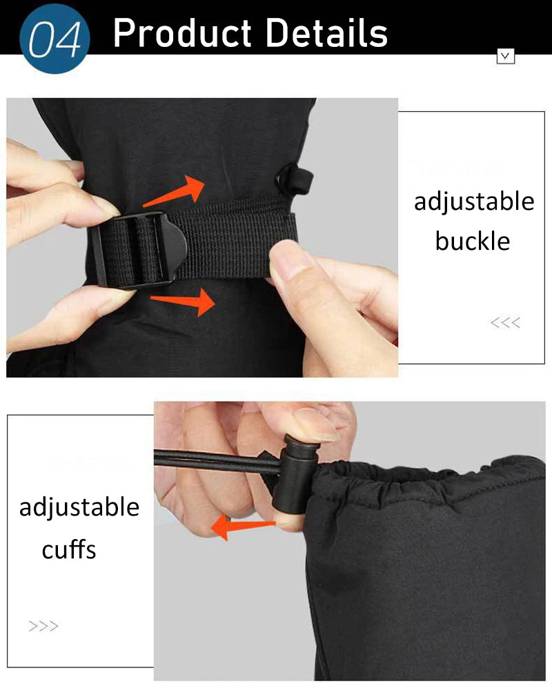 Winter Ski Mittens Snowboard Snowmobile Skiing Sports Motorcycle Riding Windproof Waterproof Pu Warm Ski Glove for Men Women