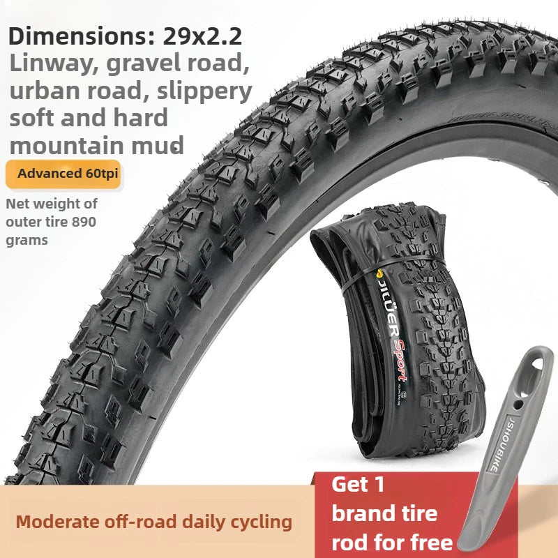 JILUER Folding Tire for Mountain and Road Bikes  27.5" Puncture-Resistant, 29" & 700c Sizes, Ultralight with Yellow Sidewalls