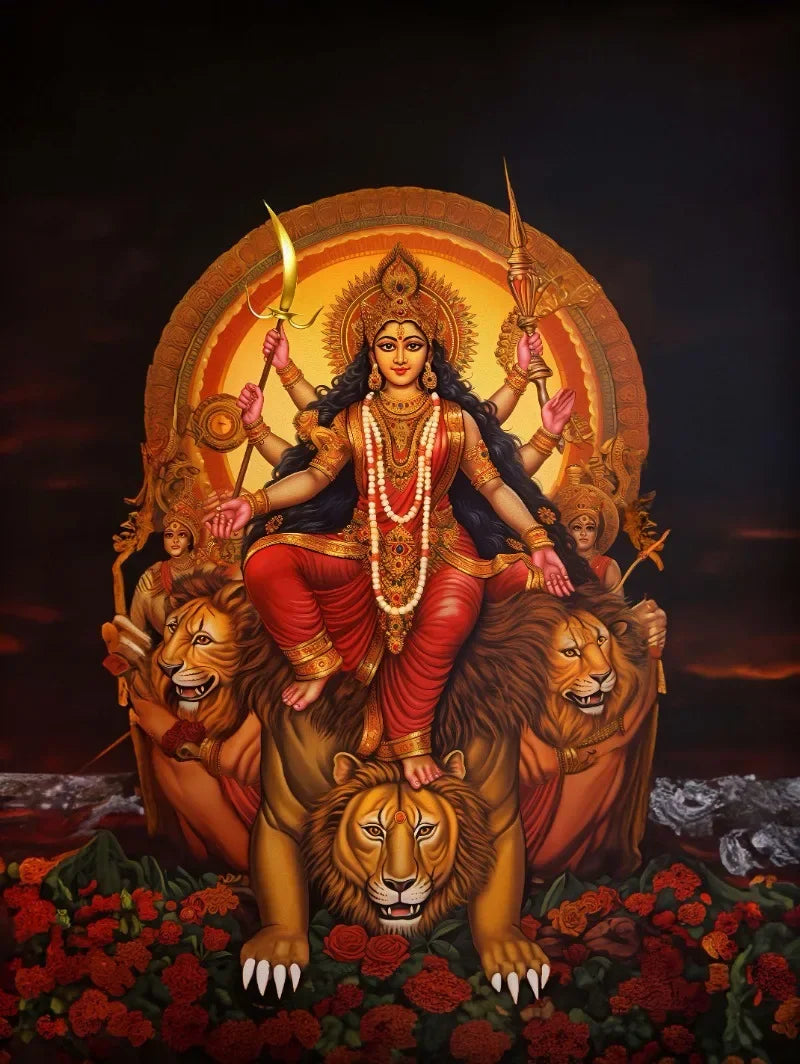 Divine Goddess Durga Hindu Indian Hindu Meditation Yoga Poster Print Wall Art Pictures Canvas Painting Living Room Home Decor