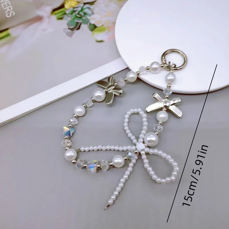 Holiday party gifts for family and friends, pearls, bows, bead chains, bags, keychains, phone cases, pendants