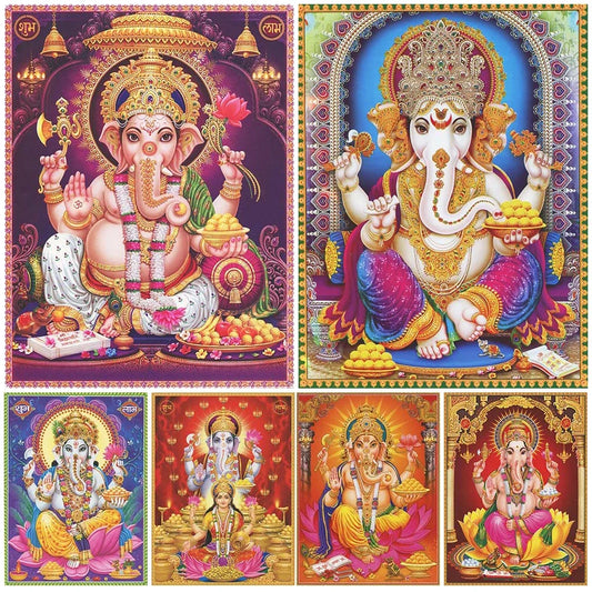 Ganesh Chaturthi Hindu Devotional Wall Art Canvas Painting Home Decoration Gods Vintage Poster And Prints Unframed