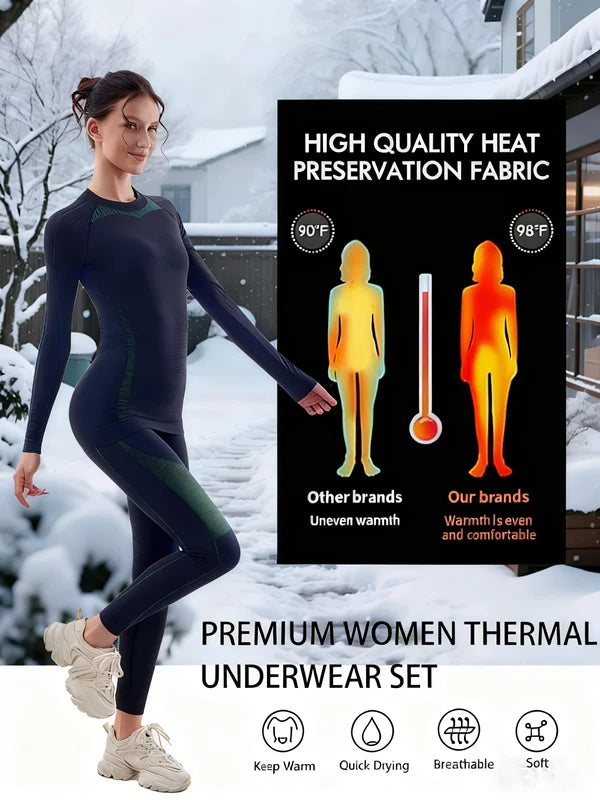 Women Skiing Underwear Set Fitness Thermal Gym Ski Snowboarding Hiking Jogging Sport Running Yoga Exercise Suit Long Johns