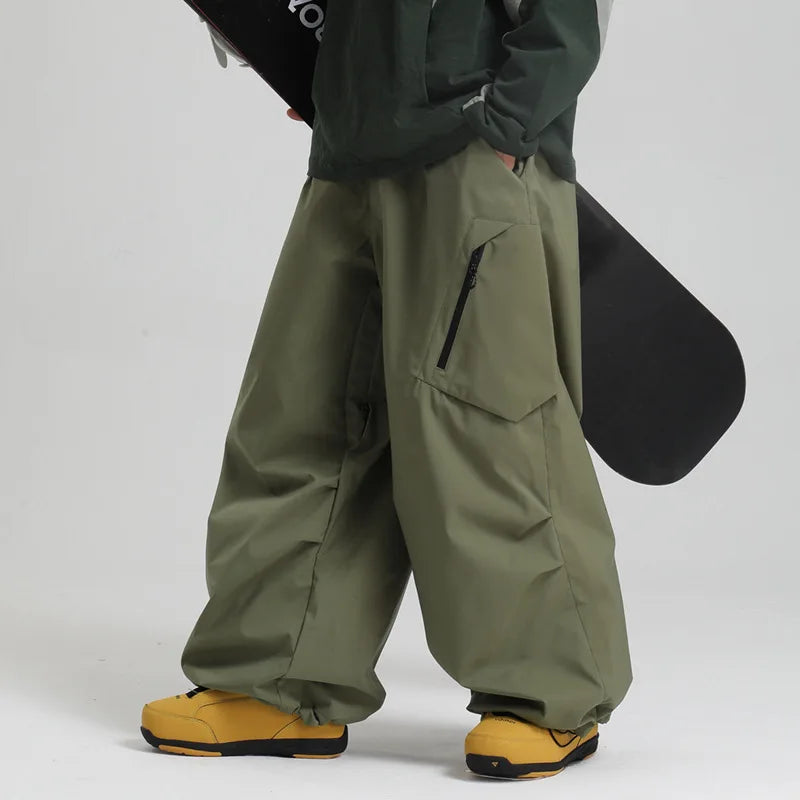 New Loose Ski Pants Women Outdoor Snowboard Windproof Waterproof Warm Solid Work Wear Clothes Breathable Skiing Trousers Men