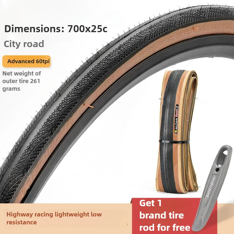 JILUER Folding Tire for Mountain and Road Bikes  27.5" Puncture-Resistant, 29" & 700c Sizes, Ultralight with Yellow Sidewalls