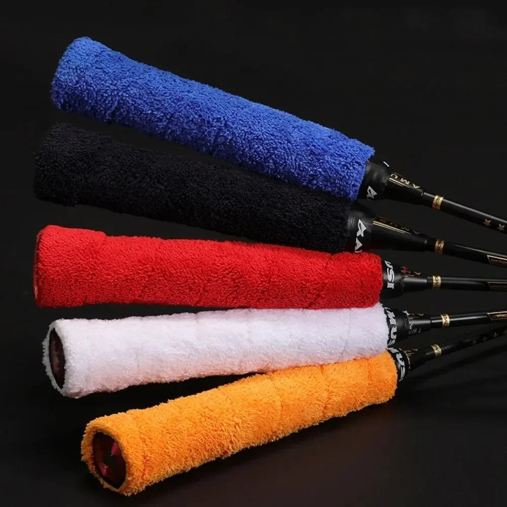 Pro Sweat-Absorbing Overgrips - Towel Grip Tape for Tennis/Badminton Rackets, Non-Slip Control Wrap w/Self-Adhesive