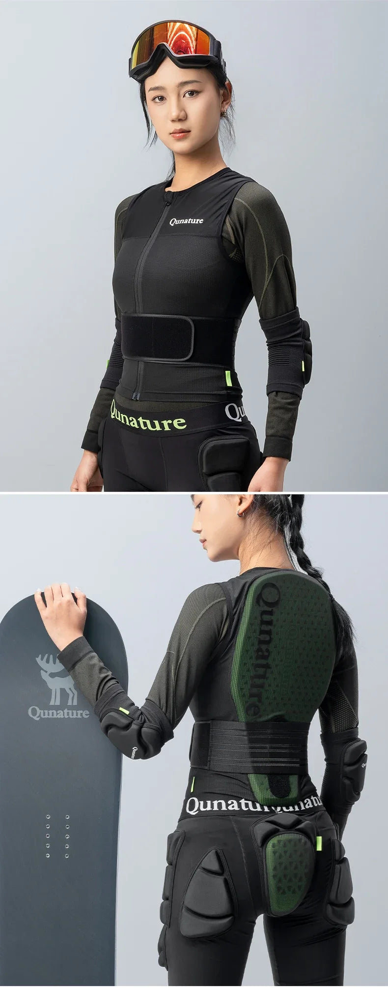 Qunature Adults Ski Vest CE1 Level Anti-Collision Waist Protector Sports EAR Pad Back Protection Vest Anti-Fall Vest Jackets