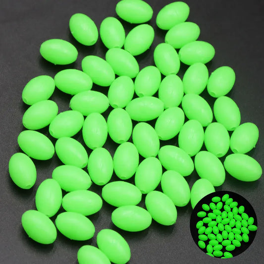 100pcs Luminous Beads 3*4mm/6*8mm/8*12mm Fishing Space Beans Round Float Balls Light Glowing For Outdoor Fishing Tool Parts Set