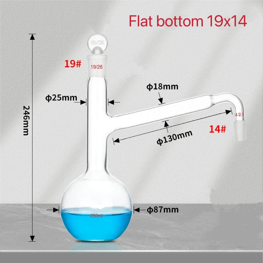 250ML Flat/Round Bottomed Distillation Glass Flask Use For Use For Making Distilled Water Essential Oil Extraction Lab Glassware