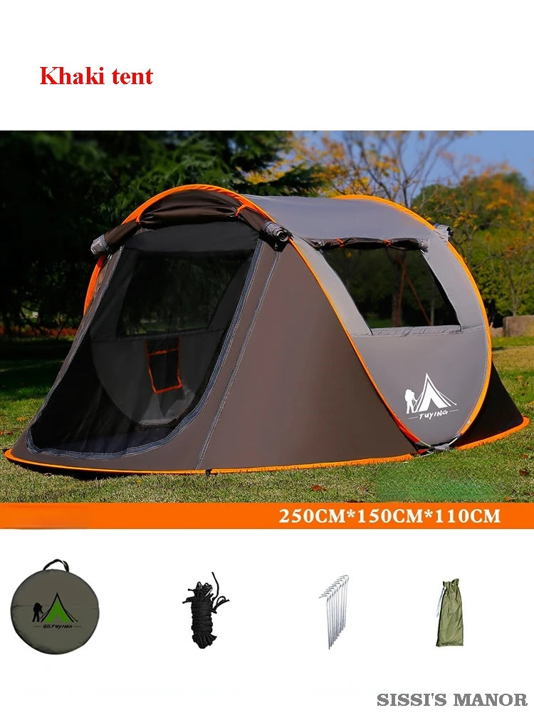 2-4Persons Throw Tent Automatic Waterproof Large Space Family Outdoor Camping Portable Tourist Self-driving BBQ Equipment