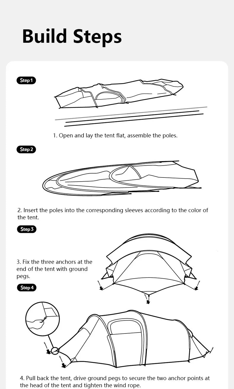 Naturehike Opalus UL 2-3 Man Hiking Tent Portable 4 Seasons High Strength 15D Nylon Backpack Trekking Tunnel Tent CNK2450WS036