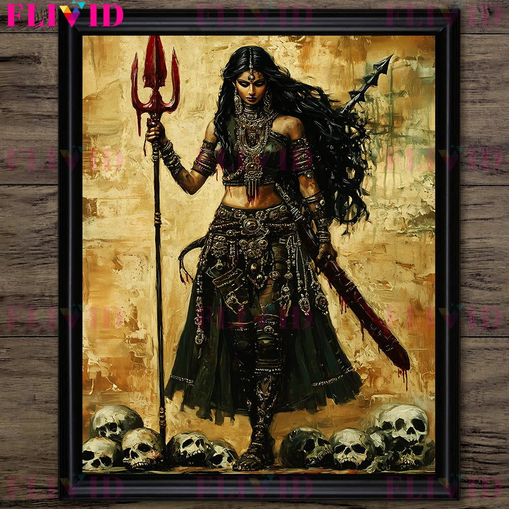 Ancient Egyptian God And Indian Four Hands Goddess Vintage Wall Art Canvas Painting,Lilith,Nyx Kali Goddess Art Poster And Print