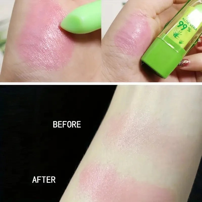 Aloe Vera Color-changing Lipstick,Moisturizes Hydrates Waterproof Non-sticky Long-lasting Tinted Lip Gloss