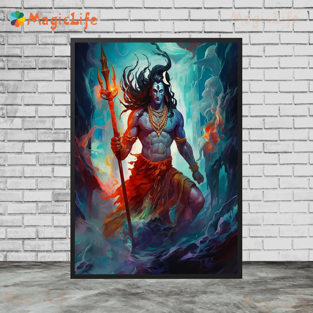 Indian Religion Shiva God Posters Wall Pictures For Living Room Cartoon Poster Home Decor Wall Art Canvas Painting Unframed