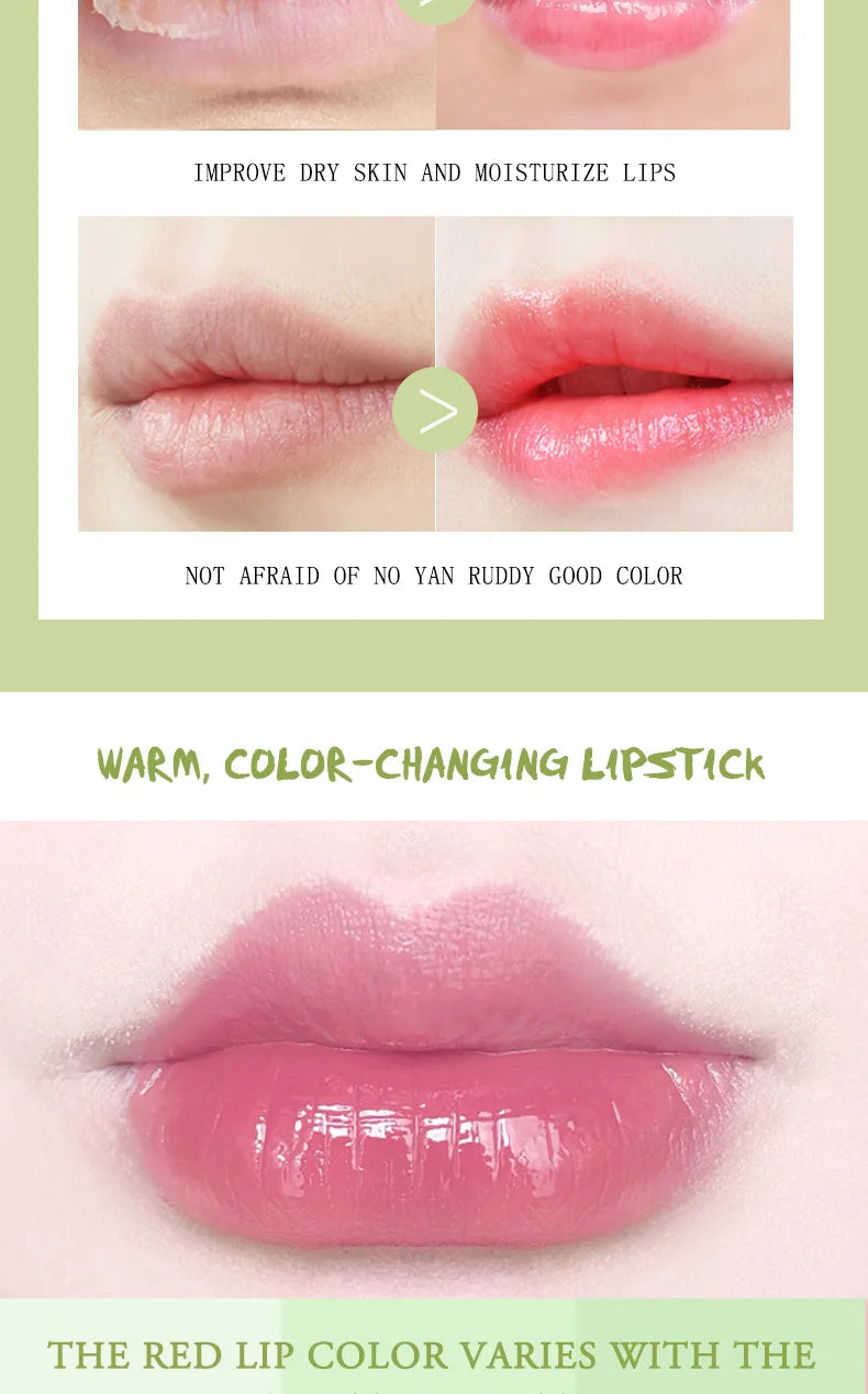 Aloe Vera Color-changing Lipstick,Moisturizes Hydrates Waterproof Non-sticky Long-lasting Tinted Lip Gloss