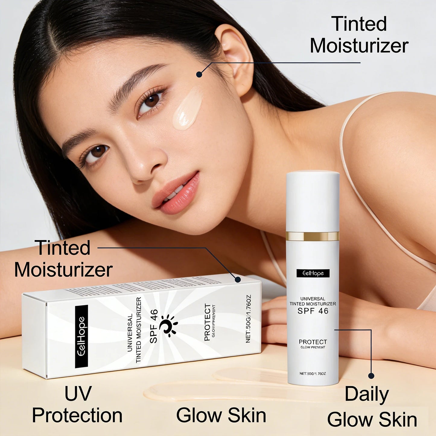 Sunscreen Tinted Moisturizer EELHOPE Lightweight Non Greasy Brightening Skin Tone Long Lasting Sun Protection For Daily Outdoor