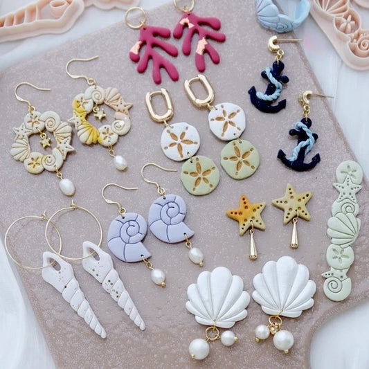 Summer Ocean Series Polymer Clay Cutter Shell/Conch Soft Ceramic Earring Mold DIY Ring Bracelet Jewelry Polymer Clay Tool