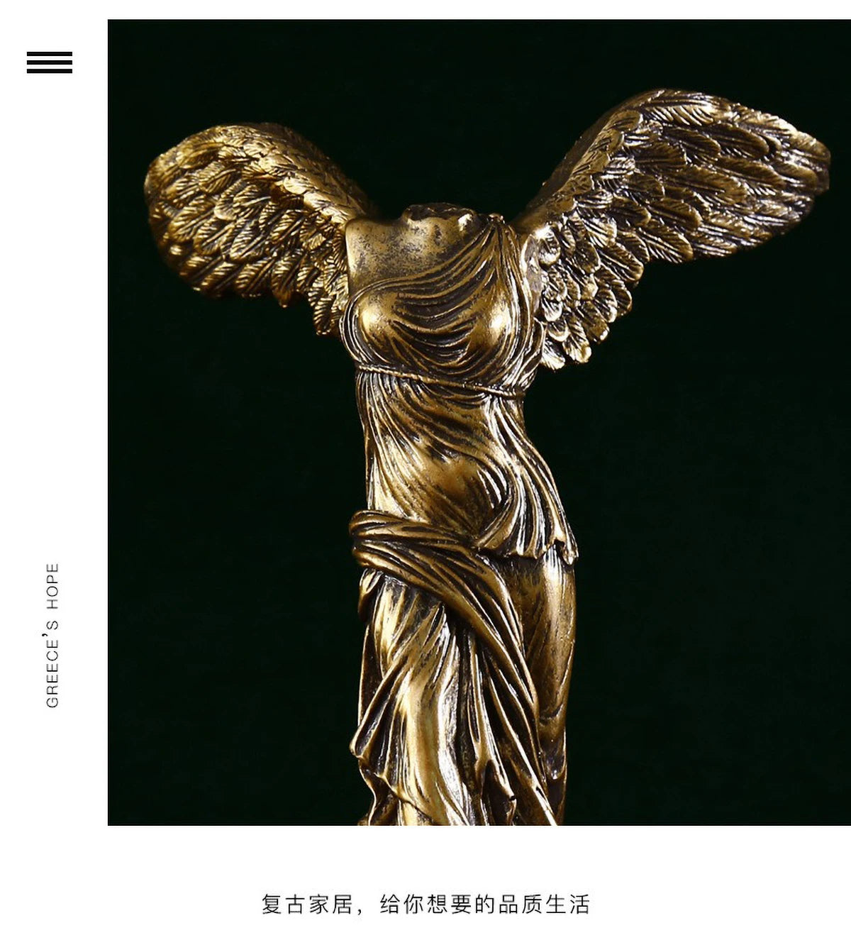 Victory Goddess Statue - Greek Mythology Resin Sculpture for Home Decor, Office Desk Ornament with Gold Finish Art Craft