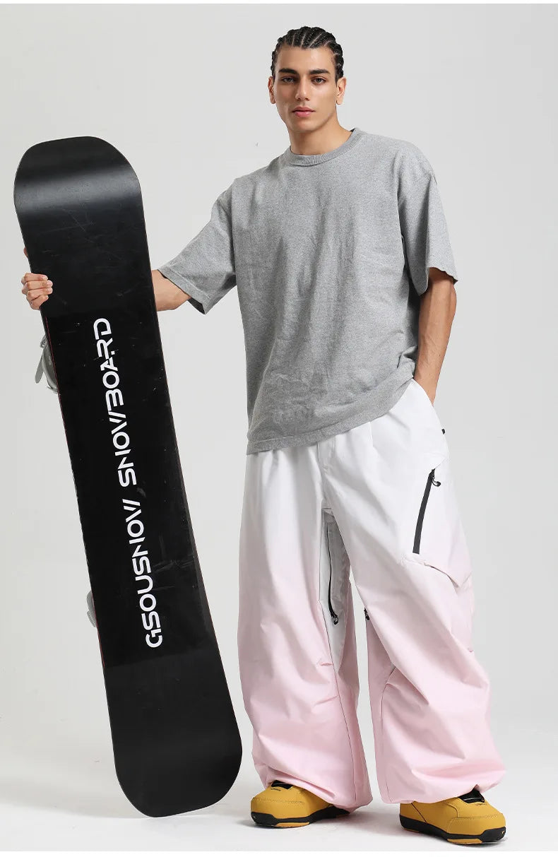 New Loose Ski Pants Women Outdoor Snowboard Windproof Waterproof Warm Solid Work Wear Clothes Breathable Skiing Trousers Men