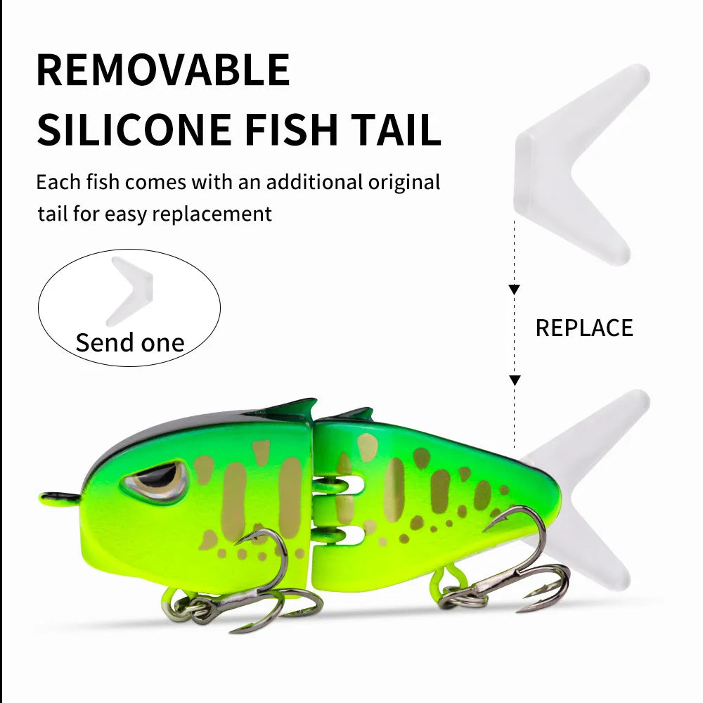 Fishing Lure Slow Sinking Swimbait 2 Joints Bait 60mm 6.5g 3D Eyes PVC Material for Bass Trout Predator Lure Pesca