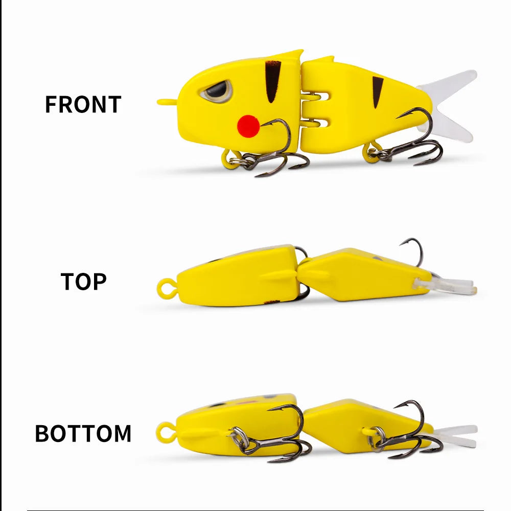 Fishing Lure Slow Sinking Swimbait 2 Joints Bait 60mm 6.5g 3D Eyes PVC Material for Bass Trout Predator Lure Pesca