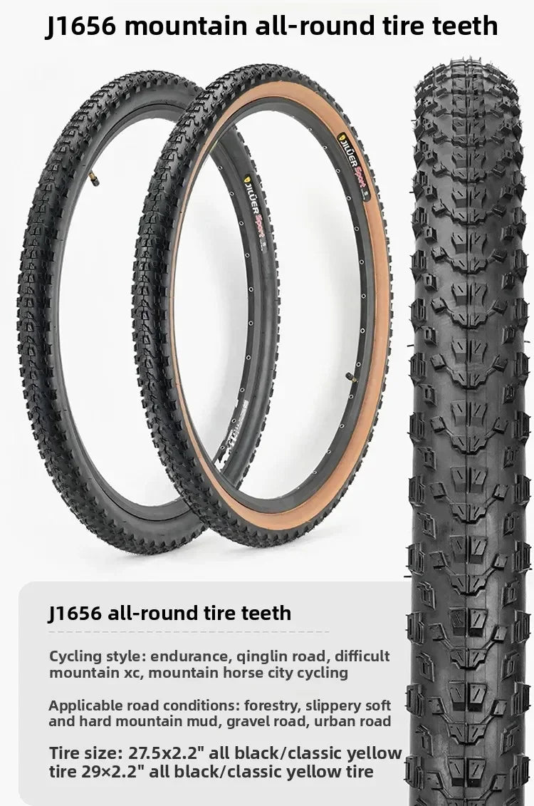 JILUER Folding Tire for Mountain and Road Bikes  27.5" Puncture-Resistant, 29" & 700c Sizes, Ultralight with Yellow Sidewalls