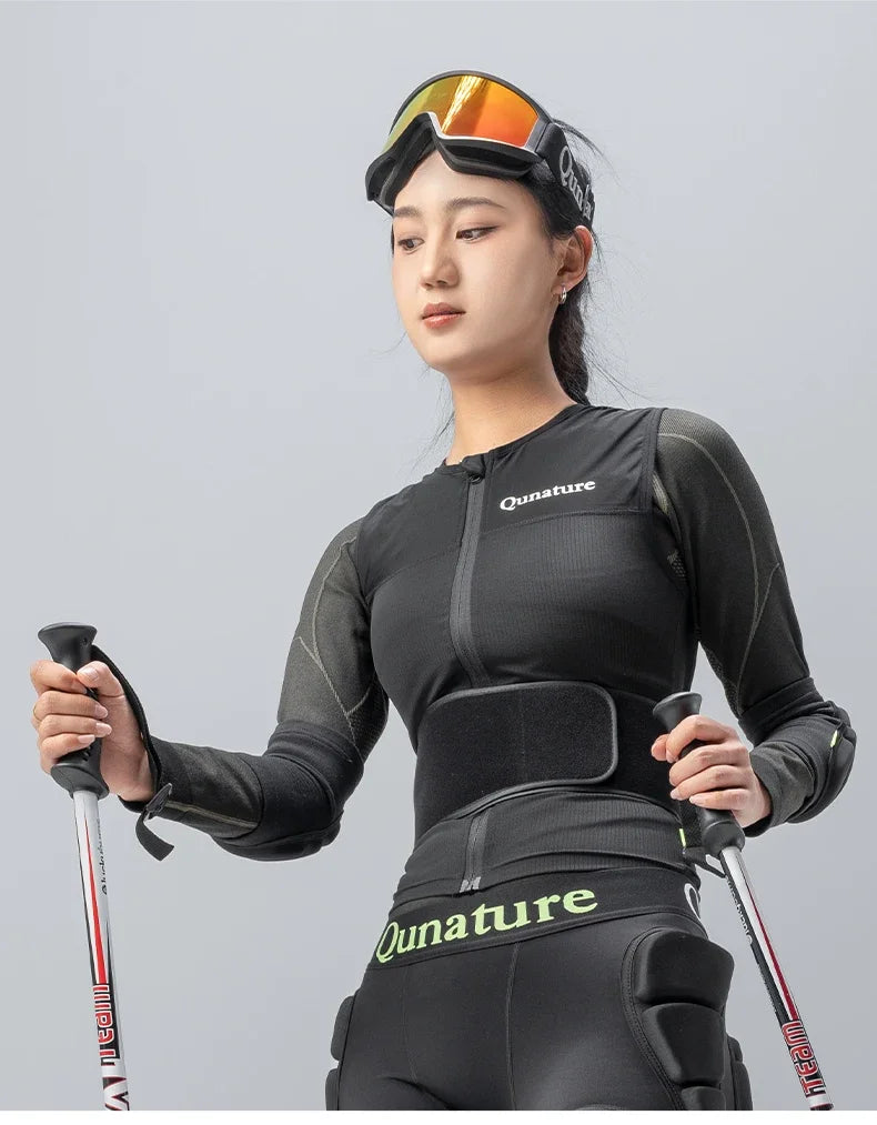 Qunature Adults Ski Vest CE1 Level Anti-Collision Waist Protector Sports EAR Pad Back Protection Vest Anti-Fall Vest Jackets
