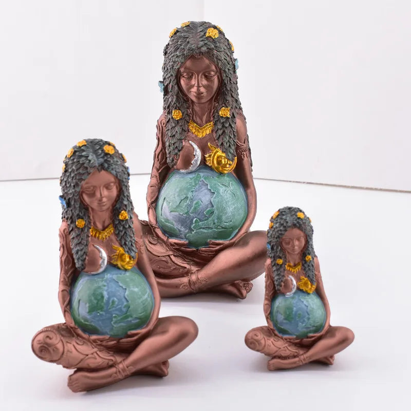 Goddess Statue Gaia Statue Mother Earth Nature Resin Spiritual Figurine Home Room Decor Garden Decoration Earth Day Decoration