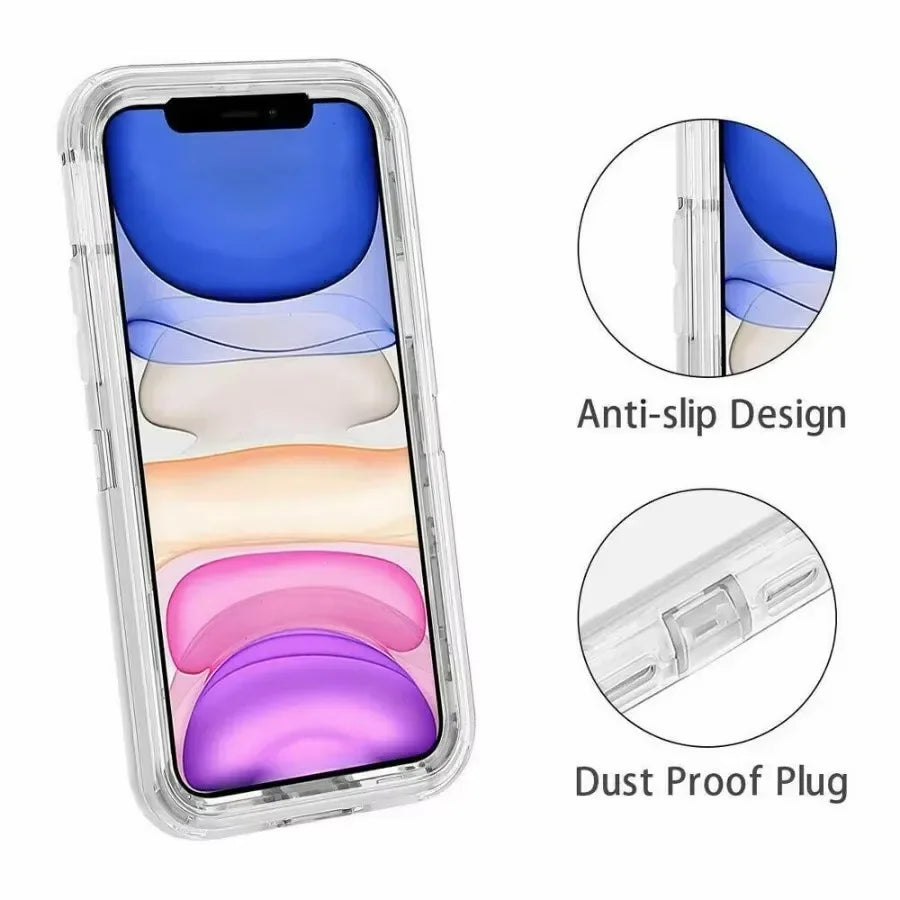 3 IN1 For iPhone 17 16E 15 14 16 PLUS 11 17 Pro MAX MINI 17 Air Phone Case Heavy Duty Hybrid Rugged Shockproof Armor Hard Cover