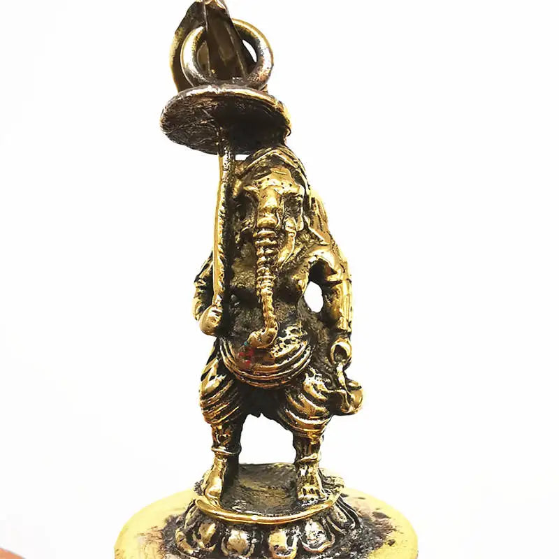 Indian Ganesh Amulet Pendants Pocket Buddha Brass Golden Handicrafts Capped Rudraksha Bodhi Beads TBP661