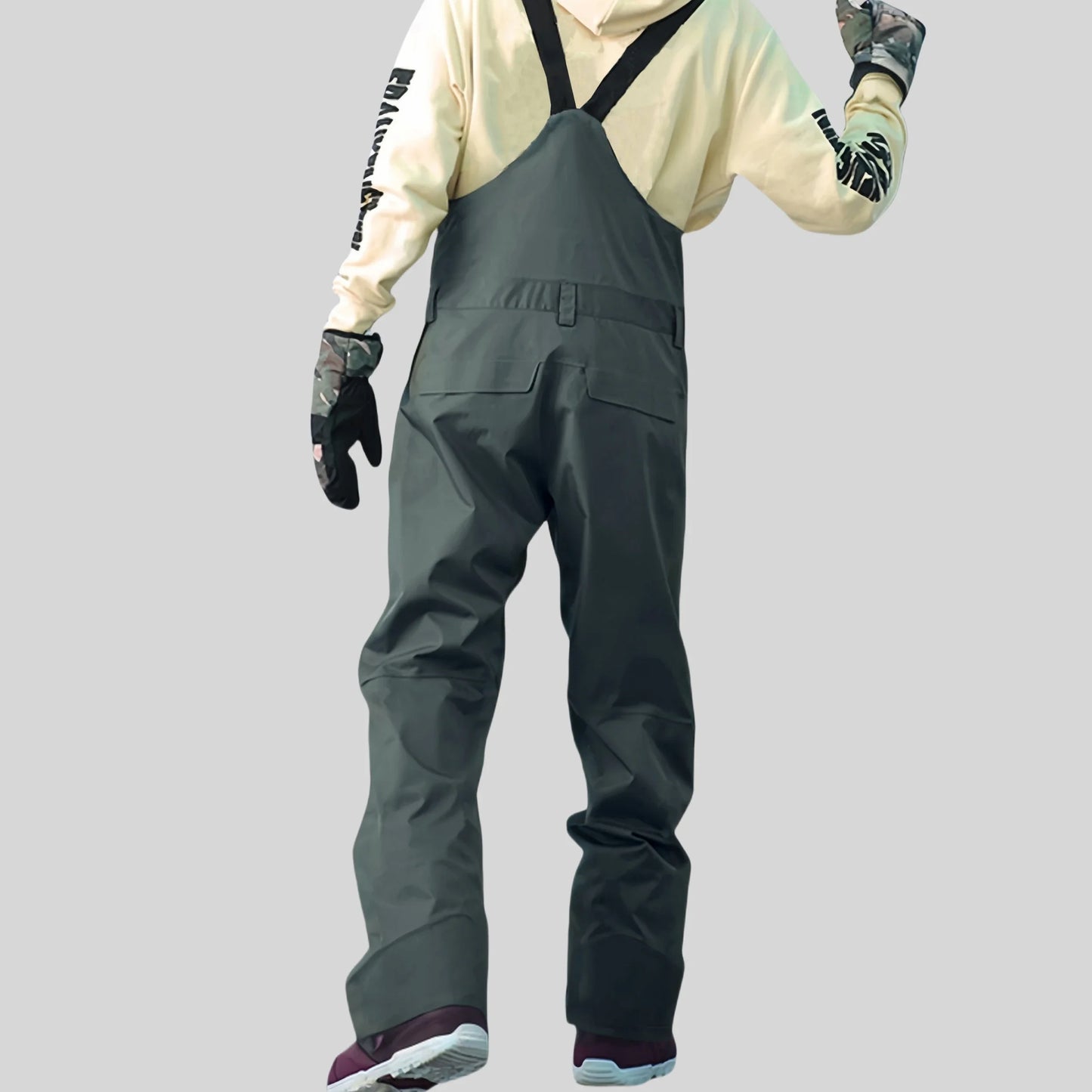 2025 Winter Skiing Pants Outdoor Waterproof Windproof Snow Trousers Men Loose Ski Overalls Snowboard Sport Strap Pants Clothing