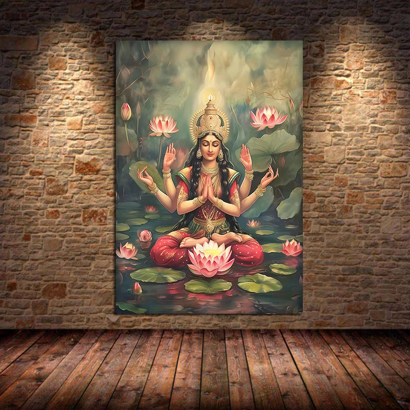 Indian Hindu Gods Lord Shiva Yoga Divine Goddess Saraswati Meditation Rt Poster Canvas Painting Wall Prints Picture Home Decor