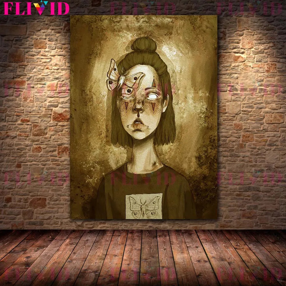 Ancient Egyptian God And Indian Four Hands Goddess Vintage Wall Art Canvas Painting,Lilith,Nyx Kali Goddess Art Poster And Print