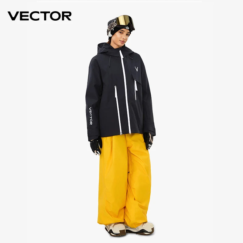 VECTOR Men Women 3L Cotton Ski Jacket Ski Pants Winter Warm Windproof Waterproof Outdoor Sports Snowboard Ski Coat Trousers