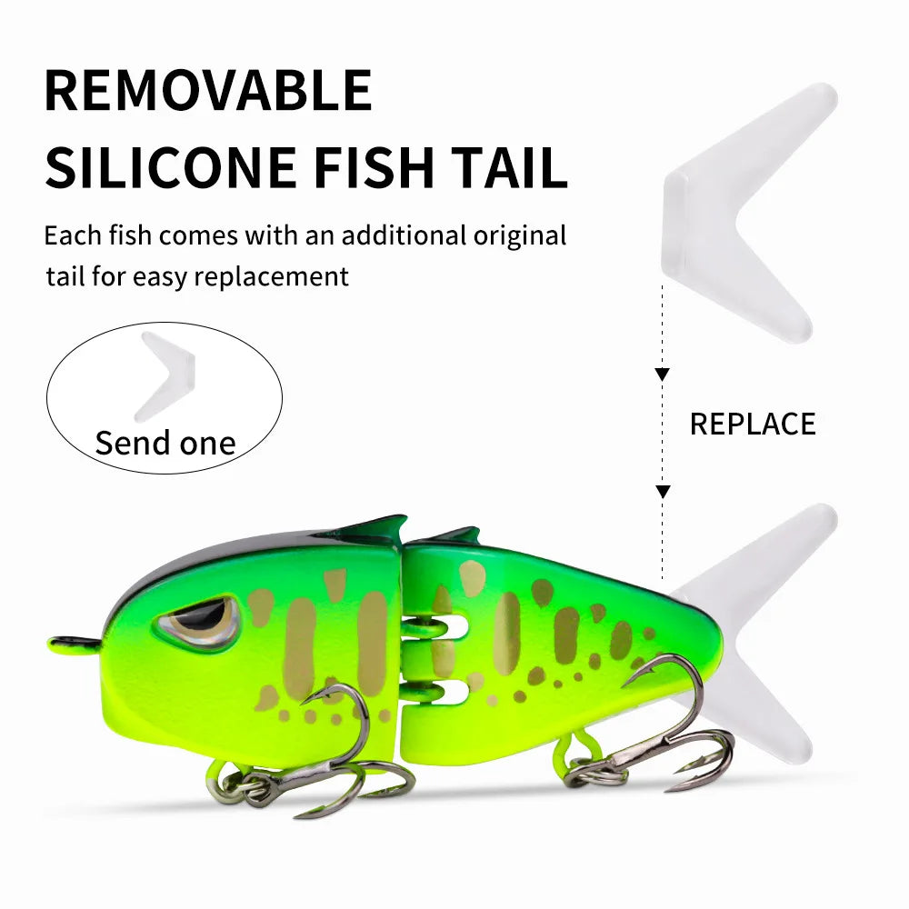Fishing Lure Slow Sinking Swimbait 2 Joints Bait 60mm 6.5g 3D Eyes PVC Material for Bass Trout Predator Lure Pesca