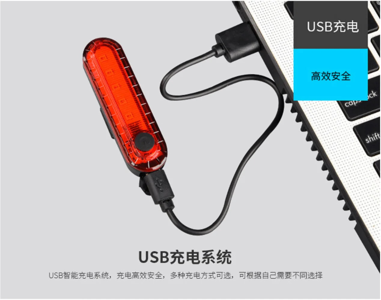 Bike Light Night Riding LED Explosion Flash Light USB Charging Tail Refill Highlighting Bike Light Bicycle Accessories Cycling