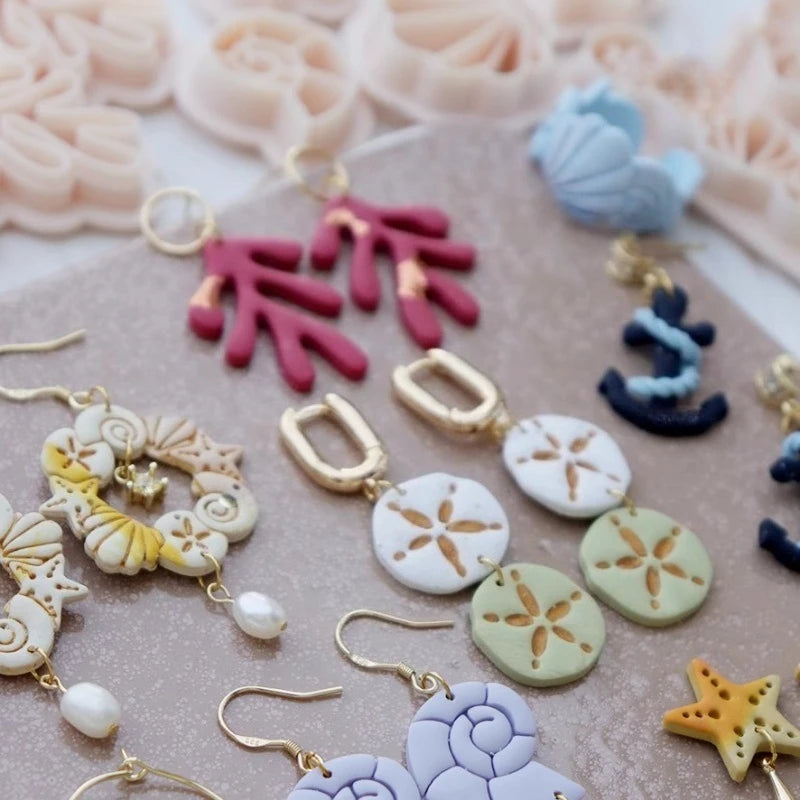 Summer Ocean Series Polymer Clay Cutter Shell/Conch Soft Ceramic Earring Mold DIY Ring Bracelet Jewelry Polymer Clay Tool