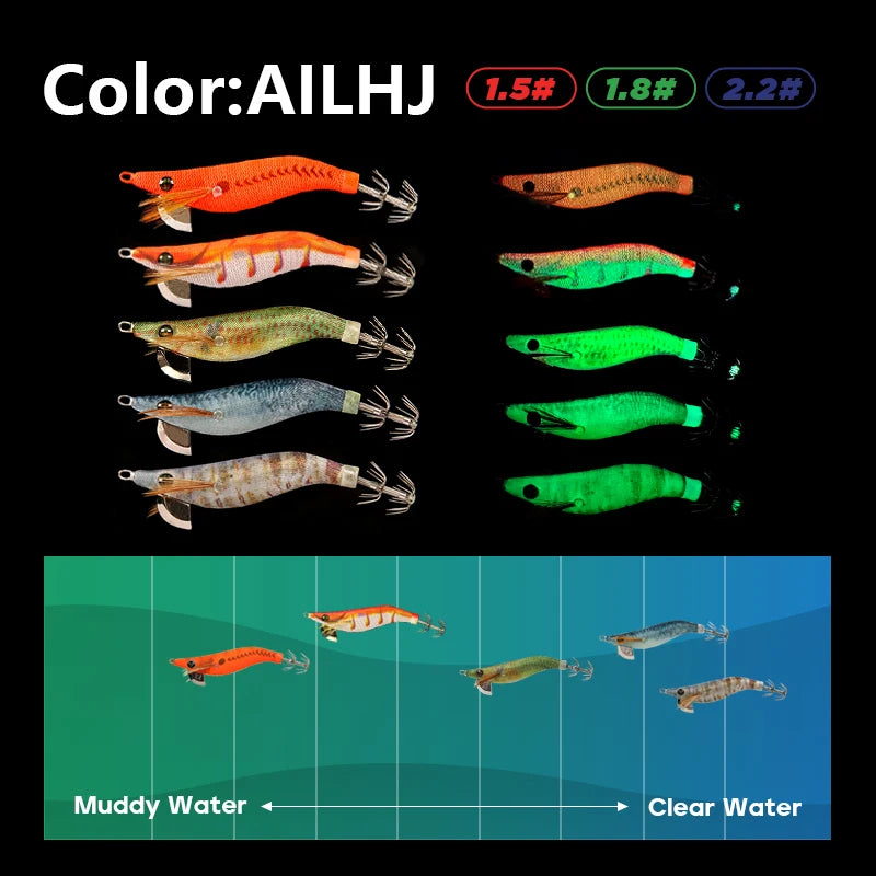 LETOYO mini squid lure 1.5-2.2# Luminous squid jig Artificial bait Cuttlefish squid bait Webfoot Octopus fishing lures