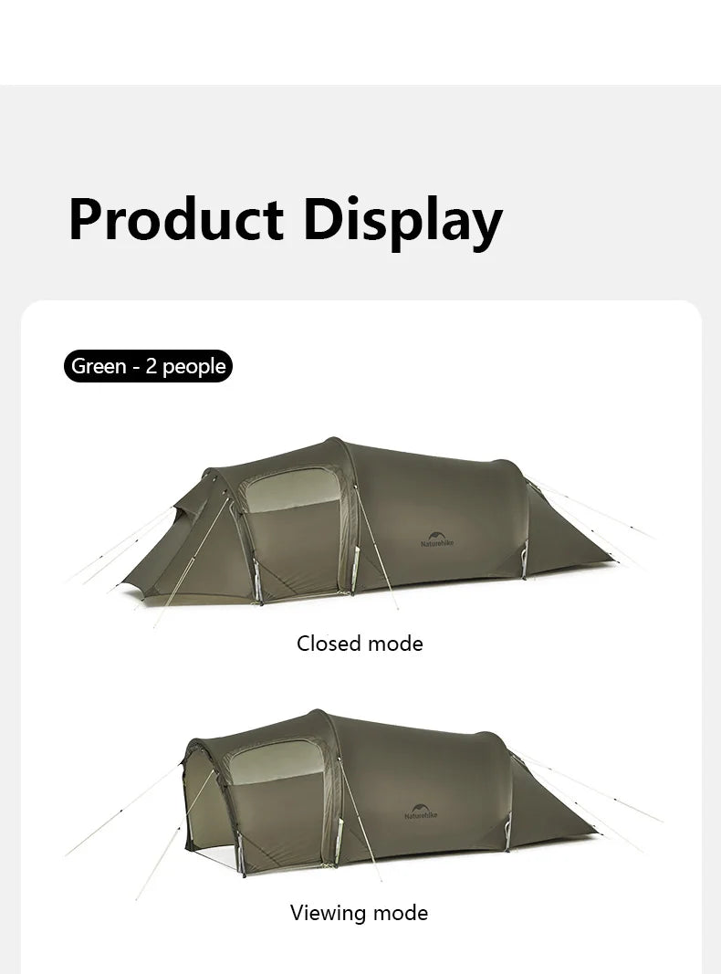 Naturehike Opalus UL 2-3 Man Hiking Tent Portable 4 Seasons High Strength 15D Nylon Backpack Trekking Tunnel Tent CNK2450WS036
