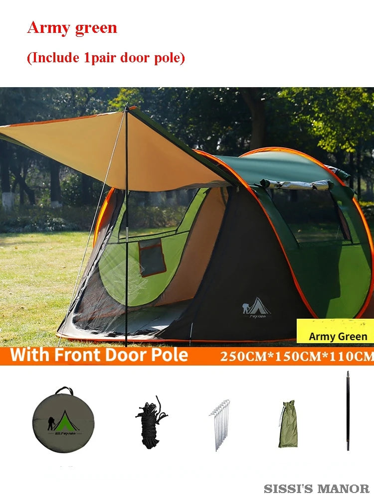 2-4Persons Throw Tent Automatic Waterproof Large Space Family Outdoor Camping Portable Tourist Self-driving BBQ Equipment