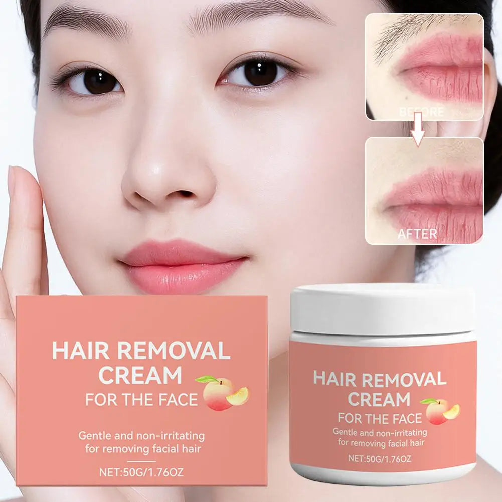 Facial Hair Removal Cream, Natural Aloe Vera Quick Gentle Fast-Acting Hair Remover Cream for Face & Lip, Moisturizing & Soothing